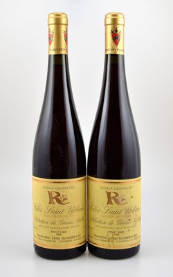 2 Flaschen 1998 Domaine Zind-Humbrecht Rangen de Than Clos Saint Urbain, je ca. 75 cl, 13 % Vol., Abstand zwischen Kapsel und Wein: ca. 1 cm, ...