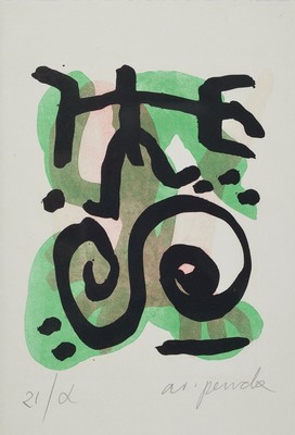 A.R. Penck, 1939-2017, Farblithographie, handsigniert und num. 21/L, ca. 24x17cm, u.Gl., R.