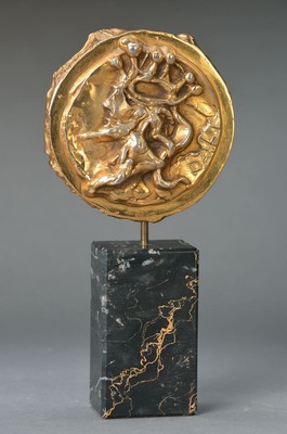Salvador Dali, 1904-1989, Bronzeskulptur, King David, Auflage 1500, Entwurf 1979, auf Marmorsockel, H. ca. 24 cm, D. ca. 12 cm Vergoldung berieben