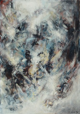 Franz Richter, 1921-2016 Frankfurt/Main, Abstrakte Komposition, Acryl und Gouache auf Papier, rechts unten signiert und dat. 91, um 180 Grad gedreht ...