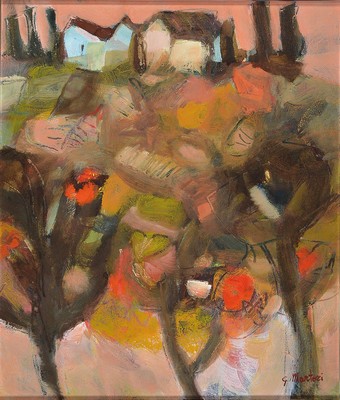 Gino Martori, geb. 1951 Pesciera/Gardasee, italienische Landschaft, Öl/Holz, rückseitig signiert und dat. 88, im Gemälde auch signiert, ca. 48.5 x ...