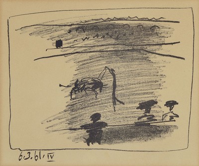Pablo Picasso, 1881- 1973, Lithographie, dat. 6.3.61 IV, unsigniert, 22 x 25 cm, leicht gebräunt