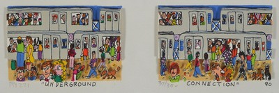 James Rizzi, 1950-2011 New York, Underground Connection, 3-D Konstruktion von 1990, handsigniert und nummeriert 31/350, Blattgrösse ca. ...