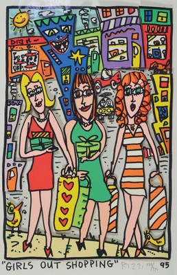 James Rizzi, 1950-2011 New York, Girls out shopping, 3-D Konstruktion von (19)95, handsigniert und nummeriert 189/350, Blattgrösse ca. 36x24cm , ...