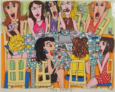 James Rizzi, 1950-2011 New York, Tea party, 3-D Konstruktion von 1990, handsigniert und nummeriert 14/350, ca. 32x26cm, Motivgrösse ca. 24x19cm