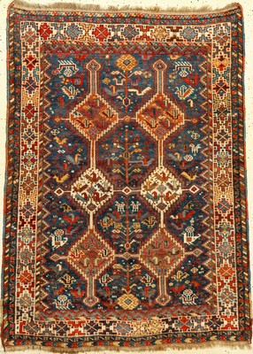 Khamseh antik, Persien, um 1900, Wolle auf Wolle, ca. 138 x 101 cm, EHZ: 2-3.