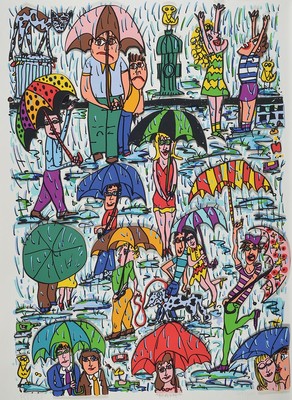 James Rizzi, 1950-2011, Rain, 3D-Konstruktion, handsign., num. 129/350, dat. 89, gesamt ca. 90,5x71 cm, unter Glas gerahmt, inkl. Zertifikat