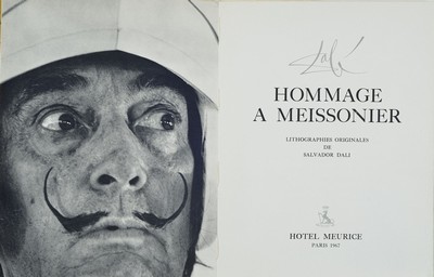 Salvador Dali: Manifeste en Hommage a Meissonier, Hotel Meurice Paris 1967, Buchband mit 4 Orig. Lithographien, ca. 28x23 cm