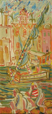 Herbert Zangs, 1924 Krefeld-2003, Studium an der Kunstakademie Düsseldorf und Schüler von Otto Pankok, hier: südliche Landschaft von Venedig ...