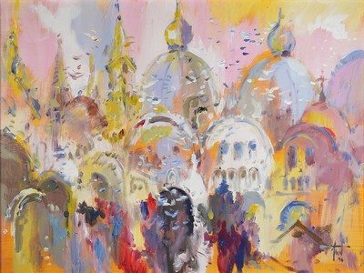Georg Günther Zeuner, 1923 Dresden-2011 Speyer, Gedanken an Venedig, rückseitig so betitelt, Acryl/Lwd, rechts unten signiert und dat. 96, ca. ...