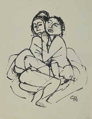 Carl Hofer, 1878 Karlsruhe-1955 Berlin, zwei Lithographien: Das Nest, ca. 34x26.5cm; Javanische Tänzerin, gebräunt, ca. 29x21cm
