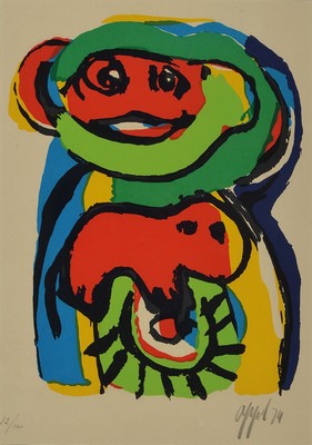 Karel Appel, 1921-2006, Farblithographie, handsigniert und num. 12/100, ca. 45x32cm, PP, u.Gl., R. 58x41cm