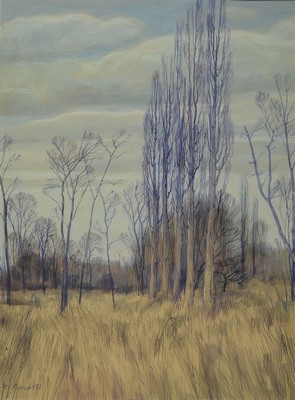 Werner Brand, geb. 1933 Löbau, lebt und arbeitet in der Pfalz, hier: Damm in Speyer,Aquarell und Gouache auf Papier, signiert und dat. 88, ca. ...