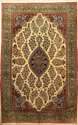 Ghom Kork fein alt, Persien, ca. 40 Jahre, Korkwolle, ca. 411 x 256 cm, hochwertige Qualität, edel und dekorativ, EHZ: 2