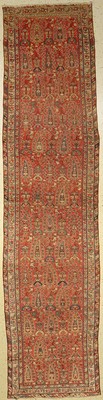 Kurdische "Galerie" antik, Baum-Muster, Persien, um 1890, Wolle auf Baumwolle, ca. 371x 90 cm, feine Qualität, EHZ: 3-4