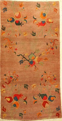 Tibetischer Khaden alt, Tibet, um 1930, Wolle auf Baumwolle, ca. 176 x 90 cm, EHZ: 2, Verfärbungen