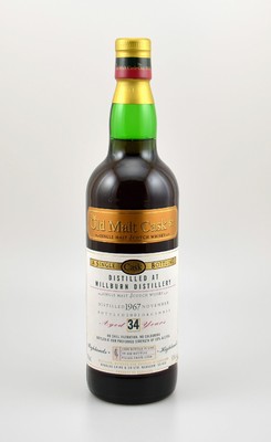 1 Flasche 1967 Single Malt Scotch Whisky, Highlands, ca. 70 cl, 50 % Vol., distilled at Millburn Distillery, 34 Years Old, im Jahr 2001 in die ...