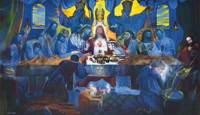 Ernst Fuchs, geb. 1930 Wien, das letzte Abendmahl, Giclee auf Leinwand, num. 173/350, 2012, Blattmaß 61 x 92.5 cm