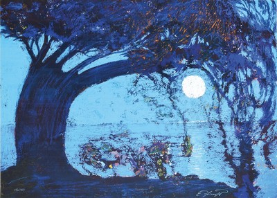Ernst Fuchs, geb. 1930 Wien, Starnberger See, Giclee auf Leinwand, num. 132/300, wohl 2012, Blattmaß 61 x 82.5 cm