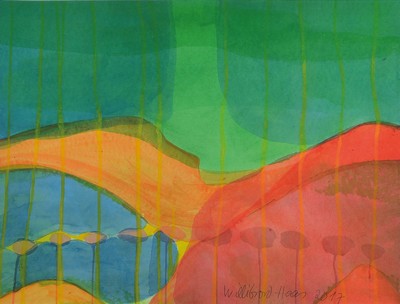 Willibrord Haas, geb. 1936, voller Wärme, Aquarell auf Büttenpapier, handsigniert und dat. 2017, Blattgröße 50x65, unter Glas Rahmen 63 x 83 cm