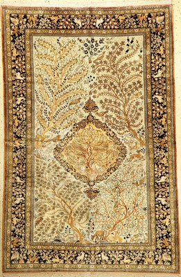 Seiden Ghom alt, Persien, ca. 60 Jahre, reine Naturseide, ca. 206 x 137 cm, EHZ: 2 (fachkundig gereinigt).
