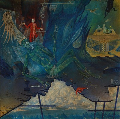Werner Holz, 1948 Grünstadt-1991 Ludwigshafen, Studium in Mainz, München und Mannheim, Vertreter des Phantastischen Realismus, hier: Triumph des ...