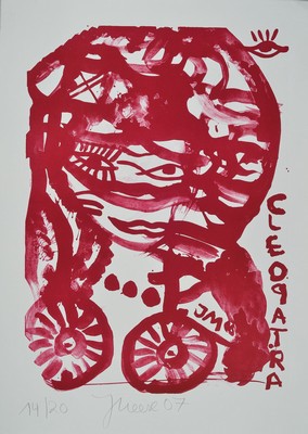 Jonathan Meese, geb. 1970, Cleopatra, Farblithographie auf Incisione Büttenpapier, 2007, handsigniert, num. 14/20, Blattgr. 70x50cm