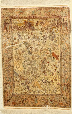 Hereke fein, Türkei, ca. 40 Jahre, reine Naturseide, ca. 108 x 72 cm, EHZ: 3/Flecken