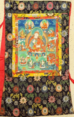 Thangka alt, Tibet, um 1930/1940, Malerei, ca. 117 x 71 cm, mit Seiden-Umrandung, EHZ: 2