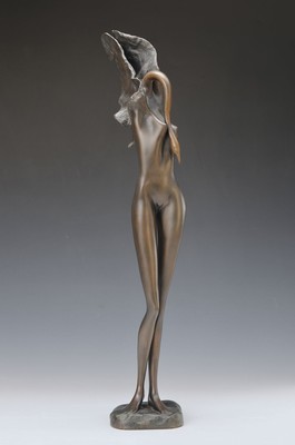 Bruno Bruni, 1935 Gradara, Leda mit dem Schwan/Il Vittorai di Giove, Bronze breun patiniert, monogrammiert BB, nu. 32/150, venturi Arte, ...