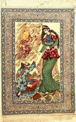Esfahan fein, Persien, ca. 50 Jahre, Korkwolle auf Seide, ca. 158 x 109 cm, EHZ: 2