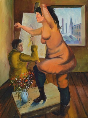 Peter Robert Keil, geb. 1942, Maler und Modell, Öl/Lwd, unsigniert, vom Künstler direkt erworben, ca. 61x45cm/76x60cm