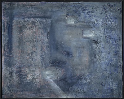 Ute Haupt, zeitgen. Malerin in Düsseldorf, Ohne Titel, Acryl unf Collage auf Lwd, rückseitig signiert und dat. 99, ca. 100x80cm