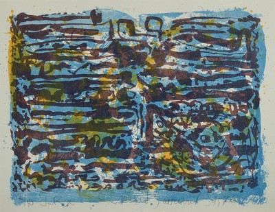 Rudi Baerwind, 1910-1982 Mannheim, Jura, Farbholzschnitt von 1976, betitelt, datiert, handsigniert und num. 2/50, ca. 47x60cm, u.Gl., R. ca. 70x82cm