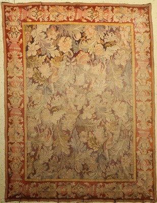 Verdure Fragment, Frankreich, um 1900, Wolle auf Baumwolle, ca. 247 x 187 cm, EHZ: 4 Morsches Grundgewebe.