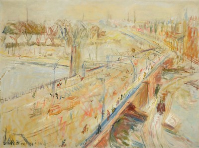 Rudi Baerwind, 1910-1982 Mannheim, Ansicht aus Paris, Öl/Lwd, rest., links unten signiert, ca. 60x80cm/72x92cm, R., inkl. Buch