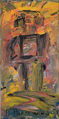 Rudi Baerwind, 1910-1982 Mannheim, Abstrakte Komposition, Öl/Lwd, unten signiert, ca. 80x40cm, inkl. Buch