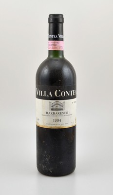 5 Flaschen 1994 Villa Contea Barbaresco, je 75 cl, 13 % Vol., Füllstände: je ca. top shoulder, Etiketten l. beschmutzt bzw. besch.,unverkostet, ...