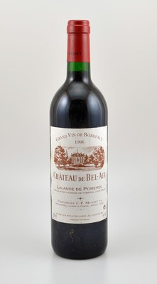 1 Flasche 1996 Chateau de Bel-Air, Lalande de Pomerol, Grand Vin de Bordeaux, ca. 75 cl, 12,5 % Vol., Füllstand: ca. into neck, unverkostet, ...