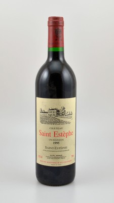 5 Flaschen 1995 Chateau Saint-Estephe, Saint-Estephe, je ca. 75 cl, 12,5 % Vol., Füllstände: je ca. into neck, gute Erhaltungszustände, ...