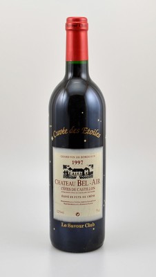 1 Flasche 1997 Chateau Bel-Air, Cotes de Castillon, Grand Vin de Bordeaux, cl. 12,5 % Vol., Füllstand: into neck, guter Erhaltungszustand, ...