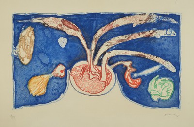 Pierre Alechinsky, geb. 1927, Farblithographie, handsigniert und num. 7/100, Blattgr. ca. 64x90cm, u.Gl., R.