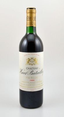 1 Flasche 1990 Chateau Haut-Batailley, Pauillac, ca. 75 cl, 12,5 % Vol., Füllstand: ca. top shoulder, Etikett min. beschmutzt, unverkostet