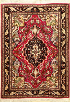 Täbriz fein, Persien, ca. 40 Jahre, Korkwolle mit Seide, ca. 148 x 110 cm, EHZ: 2