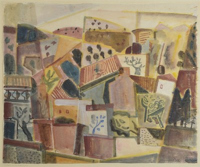 Rolf Müller-Landau, 1903-1956 Bad Bergzabern, Erinnerung an Lothringen, Aquarell auf Papier, rechts unten monogrammiert, links unten betitelt, ca. ...