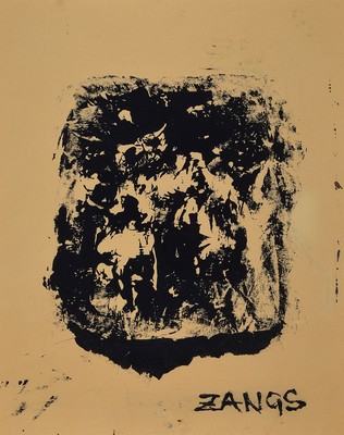 Herbst Zangs, 1924-2003, Doppelblatt, Acryl auf braunem Karton, signiert, unter Glas gerahmt, Passepartout, ca. 59x46cm/78x58cm