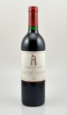 1 Flasche 1988 Chateau Latour, Pauillac, Premier Grand Cru Classe, ca. 75 cl, 12,5 % Vol., Füllstand: ca. into neck, guter Erhaltungszustand, ...