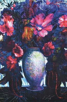 Ernst Fuchs, 1930 - 2015, Blumenstillleben, Gliclee/Leinwand, 99/300, hansigniert, 89.5 x 61 cm