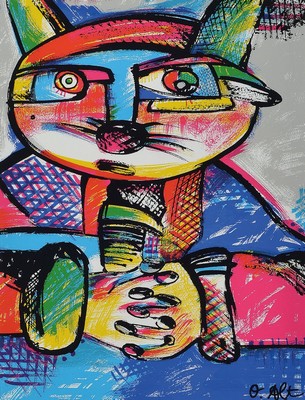 Otmar Alt, geb. 1940 Wernigrode, Katze, Farbsiebdruck, handsigniert, ca. 46.5x36.5cm/63x48cm, u.Gl., R.