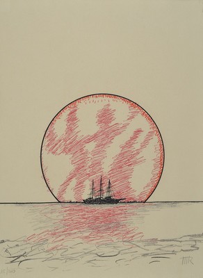 Man Ray, 1890-1976, Segelschiff vor Sonne, handsigniert, num. 15/100, ca. 37x27cm, u.Gl., R.